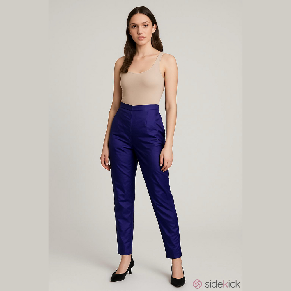United Colors Of Benetton Shiny Purple satin high waist Pants size 42 or Small
